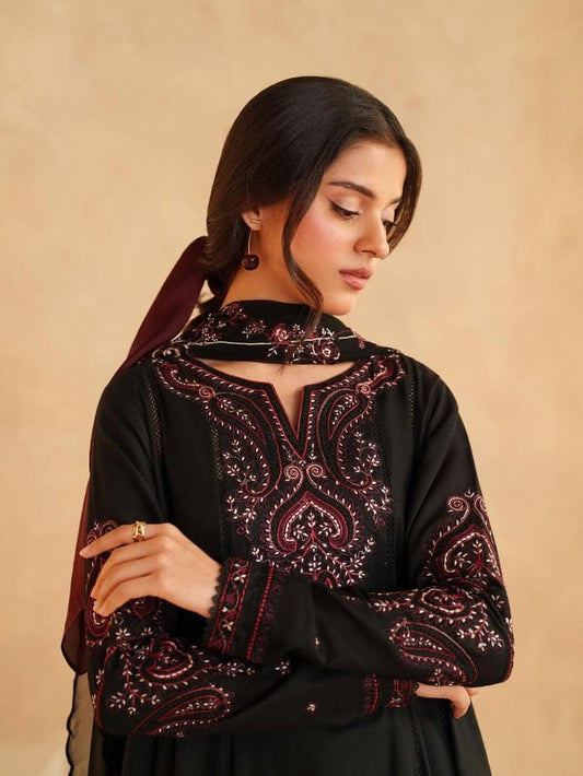 Midnight Black Embroidered Maxi Dress π€