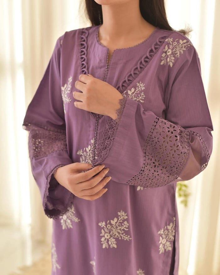 Lavender Luxe Embroidered Lawn Kurti 💜